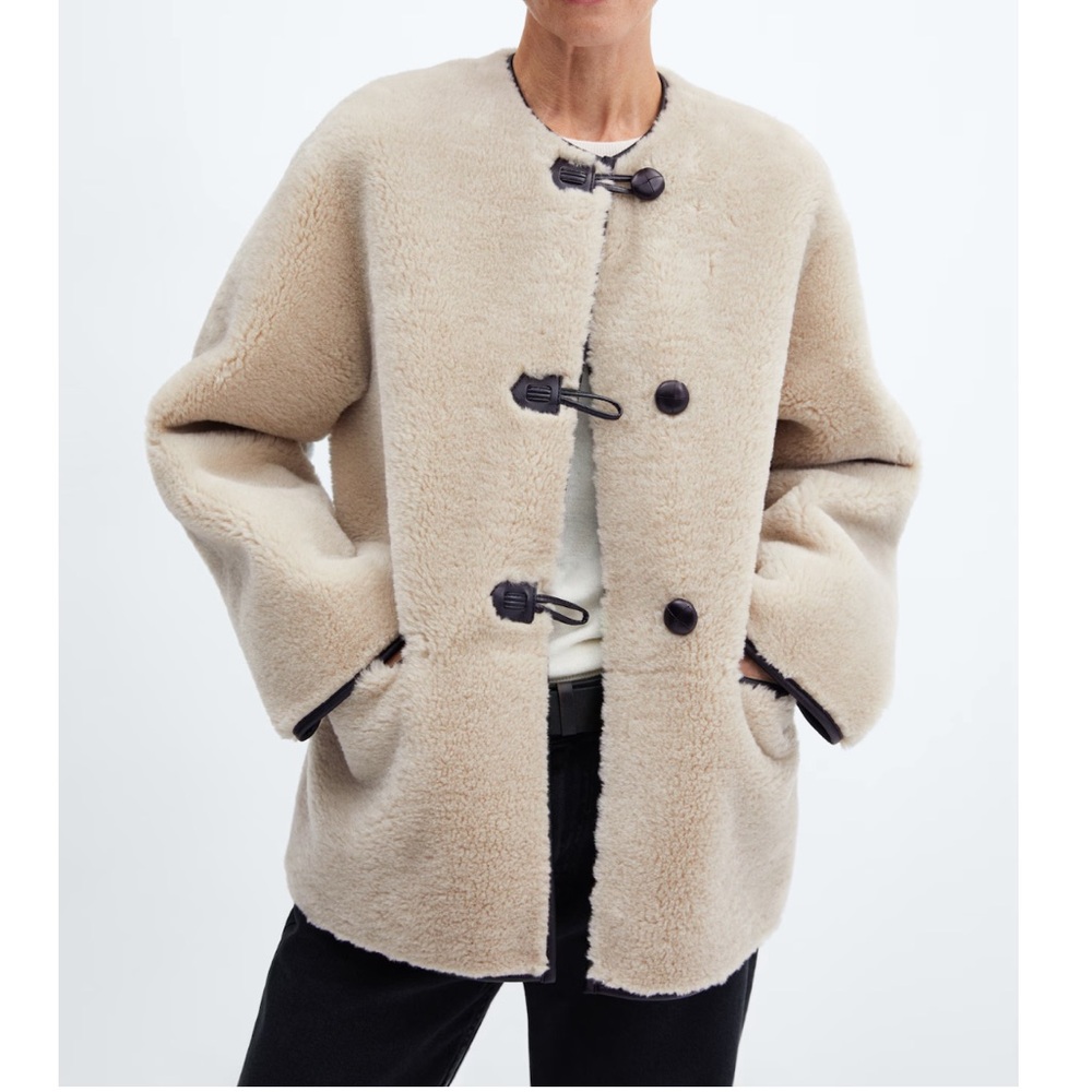 Mango Fur-Effect Coat With Appliqués